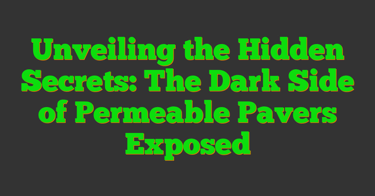 Unveiling the Hidden Secrets: The Dark Side of Permeable Pavers Exposed