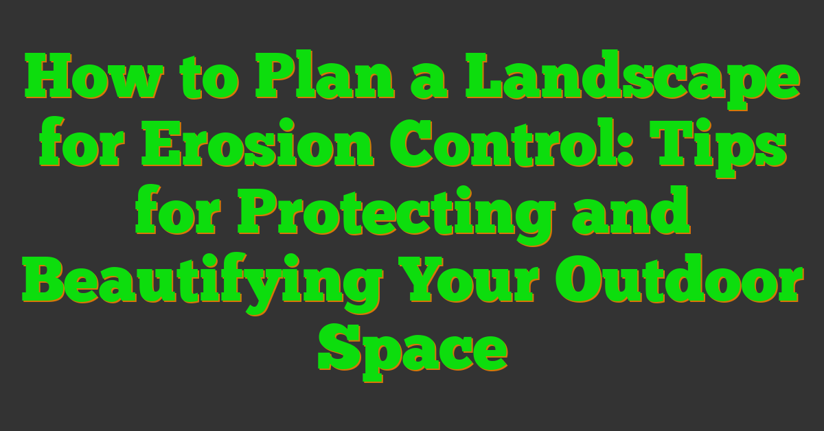 How to Plan a Landscape for Erosion Control: Tips for Protecting and Beautifying Your Outdoor Space
